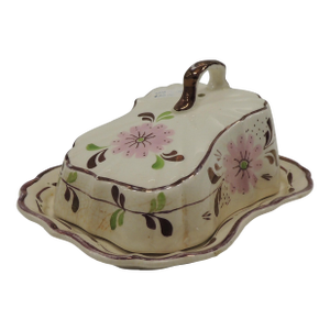 Antique Bone China Covered Butter Dish