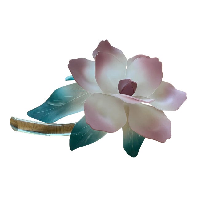 1980 Lucite Pink Teal Flower Sculpture For Sale