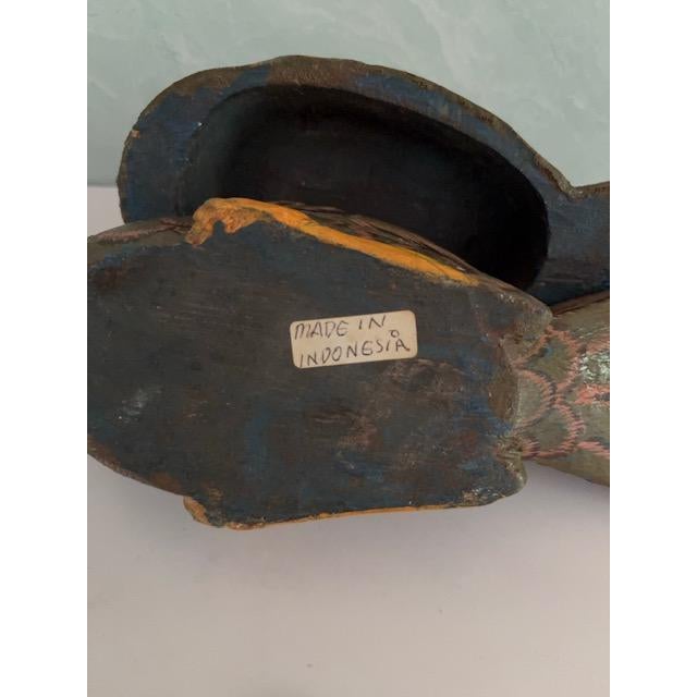 Mid 20th Century Mid 20th Century Indonesian Folk Art Hand-Painted Bird For Sale - Image 5 of 6