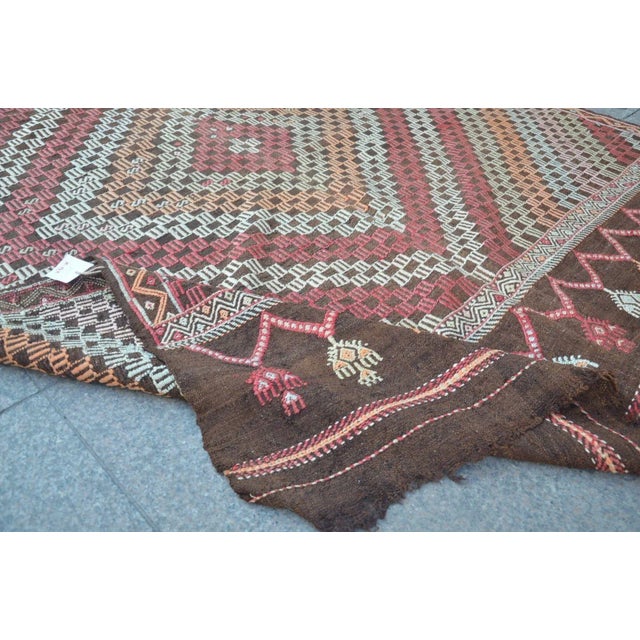 1960s Vintage Turkish Kilim Rug For Sale - Image 5 of 6
