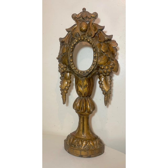 Up for sale is a large rare antique 17th century hand carved religious gilt-wooden sculptural relic stand. It's carved...