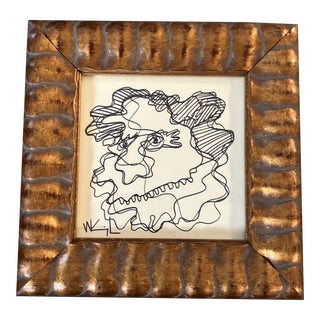 1980’s Original Wayne Cunningham Small Abstract Ink Drawing Framed For Sale