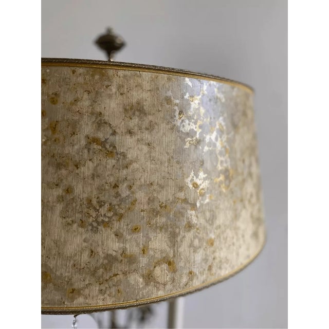 Large Brass and Crystal Bouillotte Table Lamp with Stiffel Shade For Sale - Image 10 of 12