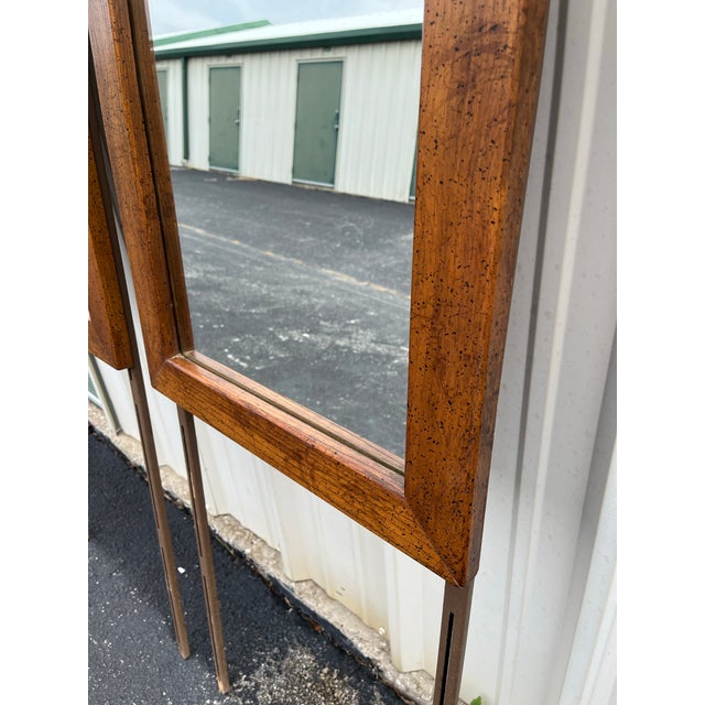 Brown Dixie Brutalist Walnut Dressing Mirrors- A Pair For Sale - Image 8 of 12