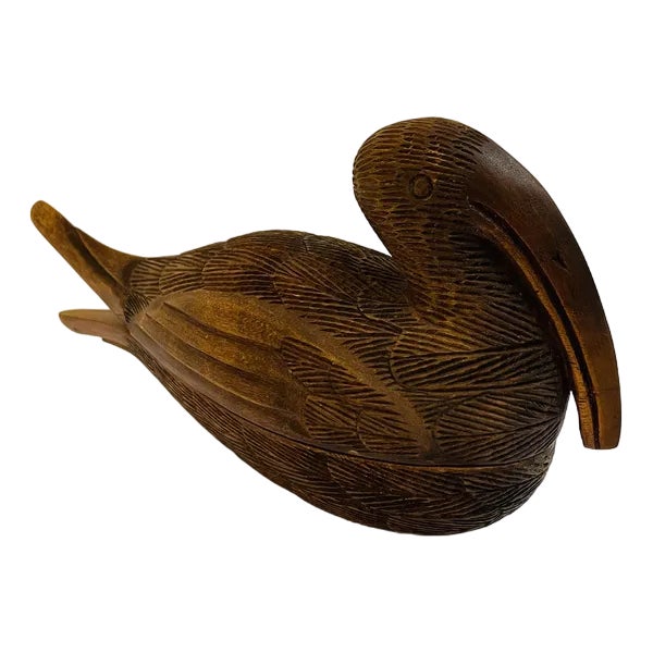 Hand-Carved Wooden Box in the Shape of a Hagedash Bird from the Ibis Family, 1960s For Sale