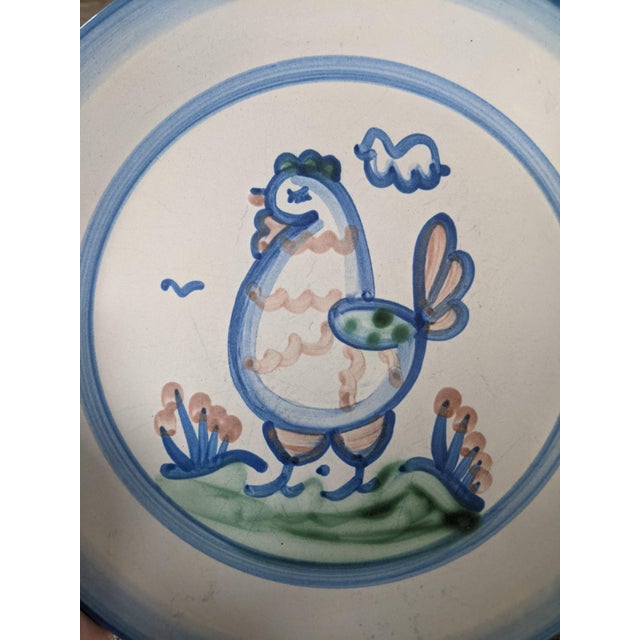 Mid 20th Century Vintage m.a. Hadley Farmhouse Kitchen Chicken Stoneware Pottery Plate Signed For Sale - Image 5 of 13