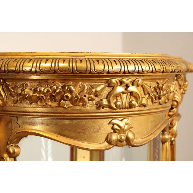 Rococo Style Giltwood Curio Cabinet With Glass Panels For Sale - Image 9 of 18