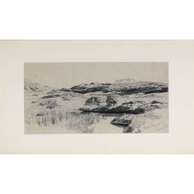 19th Century landscape drawing of Norway by Henry van Ingen. Graphite on paper, signed and dated 1863 lower right....