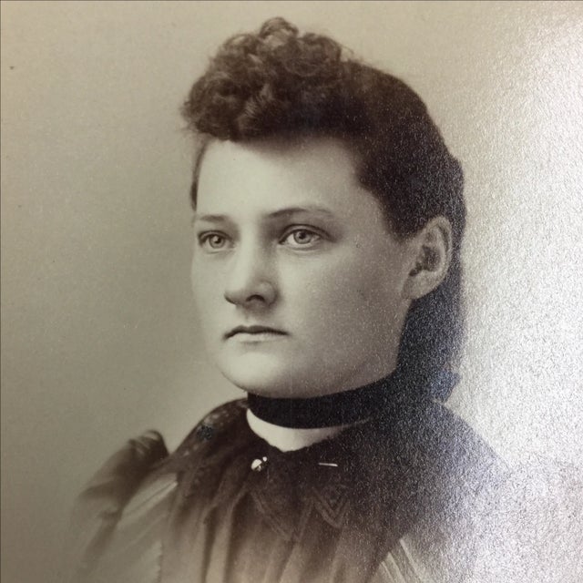 Victorian Antique Male and Female Cabinet Cards - A Pair For Sale - Image 3 of 5