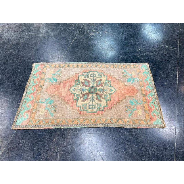 Turkish Mini Rug Oriental Hand Knotted Vintage Rug 1'9" x 3' #17924 For Sale - Image 4 of 8