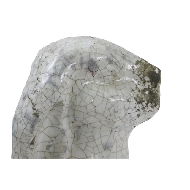 Terra Cotta Rabbit Garden Statue in Off White Craquelure Glaze For Sale - Image 10 of 12