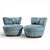 Mid-Century Modern Dunbar Style Mid Century Swivel Pouf Lounge Chairs - Pair For Sale - Image 3 of 12