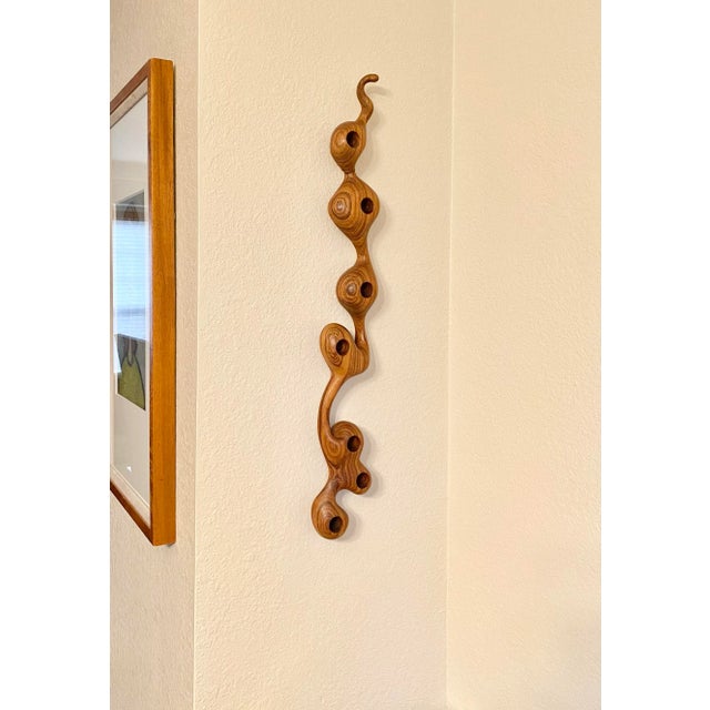 1980s Walnut Wall-Hung Modernist Serpentine Sculpture For Sale - Image 5 of 10