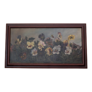 Antique Pansies Floral Oil Painting