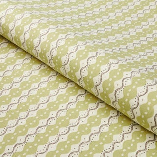 SAMPLE - Schumacher x Neisha Crosland Centipede Stripe Fabric In Pea For Sale