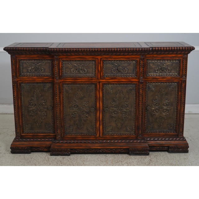 Age: Approx. 20 Years Old Details: Quality Construction Large Impressive Cabinet Continental Style Embossed Brass Panels...