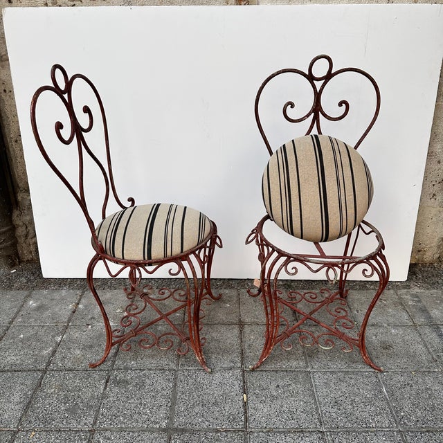 Vintage French Art Nouveau Chairs in Wrought Iron, 1930s, Set of 2 For Sale - Image 18 of 18