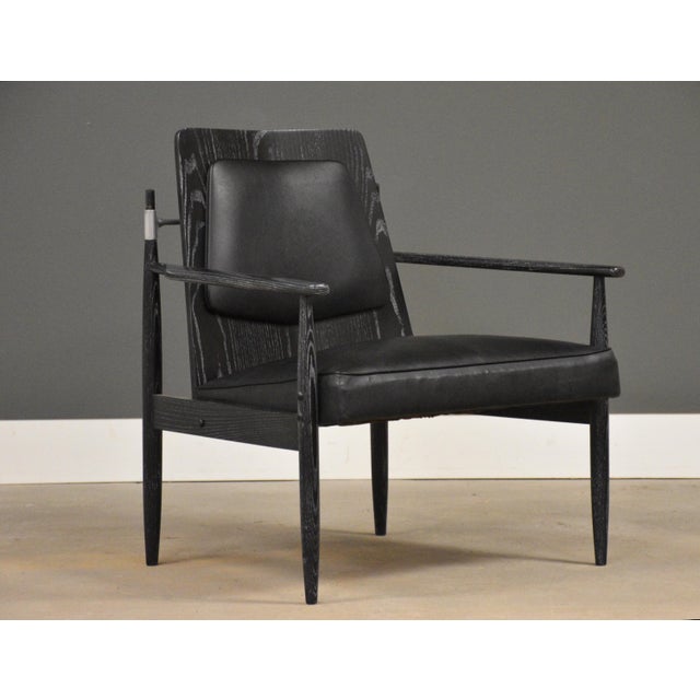 1950s Danish Modern Ebonized Black Cerused Lounge Chair For Sale - Image 4 of 12