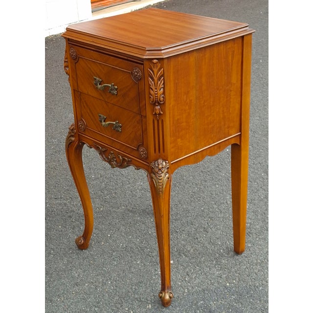 19th Century French Louis XV Style Mahogany Bedside Table, Refinished For Sale - Image 4 of 10