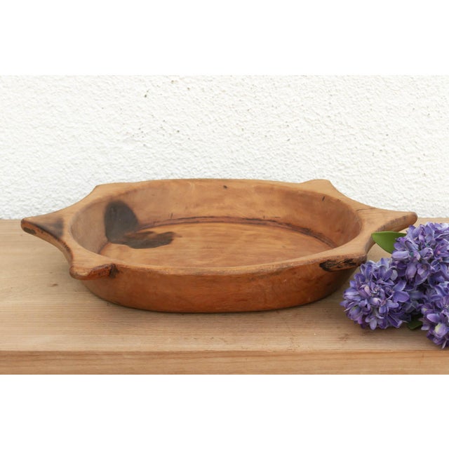 1960s Rustic Hand-Carved Tray With Handles For Sale - Image 5 of 5