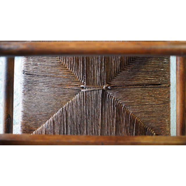 Vintage Chapel Chairs With Original Hymnal Racks – Set of 3, Solid Wood, Rush Seat For Sale - Image 11 of 16