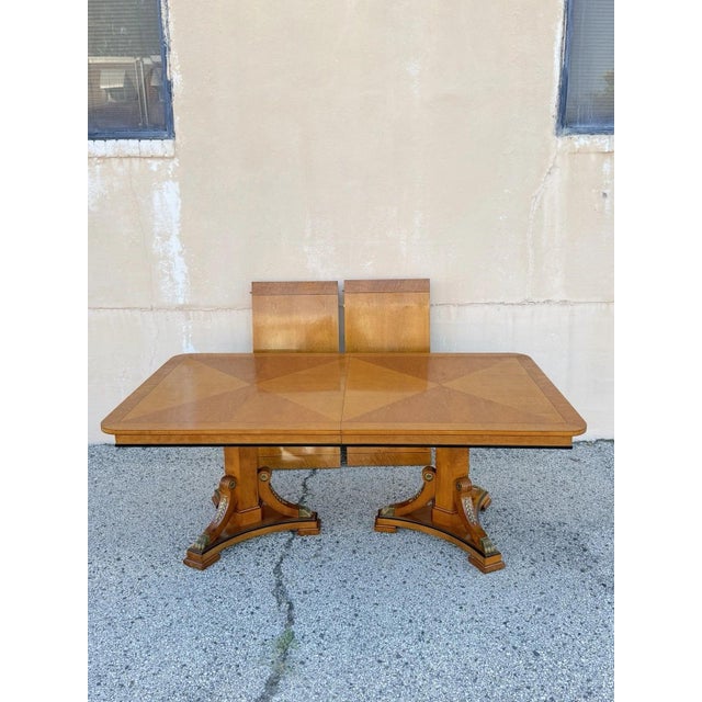 Thomasville Grand Classics Neoclassical Empire Style Maple Wood Double Pedestal Base Dining Room Table with (2) 20"...