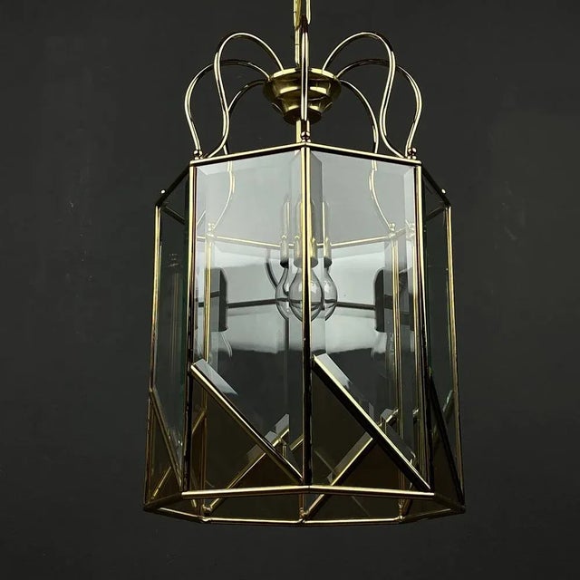 This beautiful brass lamp was made in Italy in the 70s of the last century. Completely original. Original glass with...