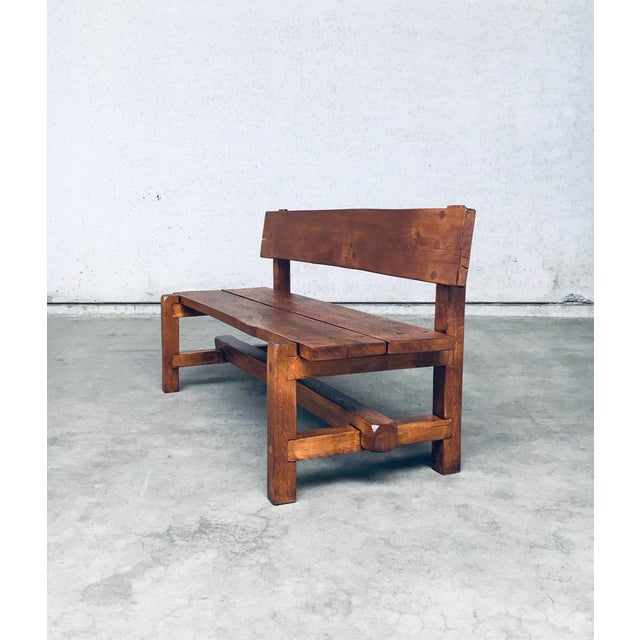 Brutalist Hand-Crafted Oak Bench, Belgium, 1960s For Sale - Image 17 of 18
