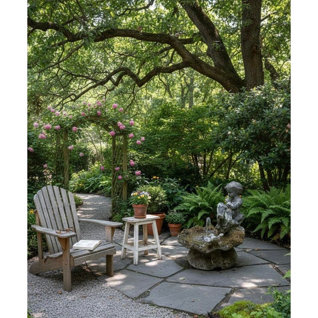 Vintage Cherub & Songbird Cast Lead Garden Fountain For Sale - Image 10 of 11