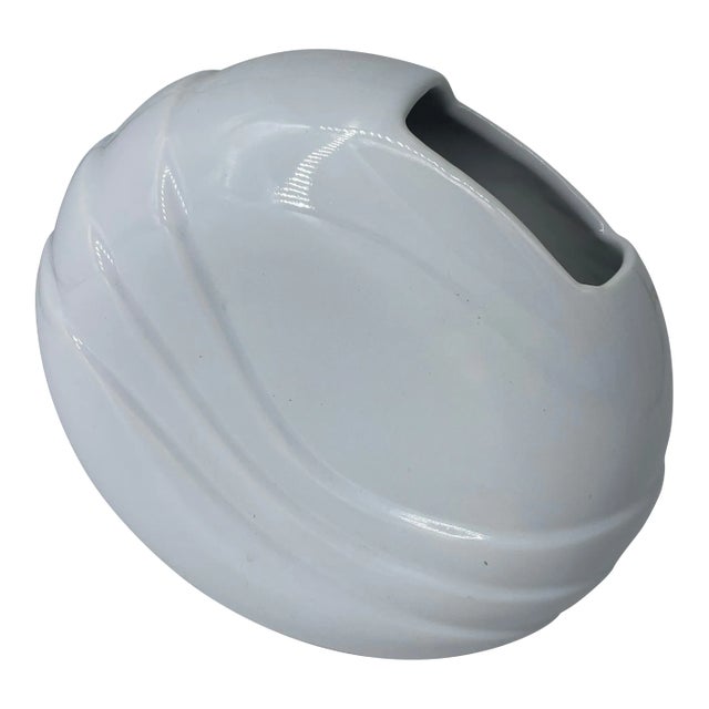 Haeger Postmodern Circular White Vase For Sale