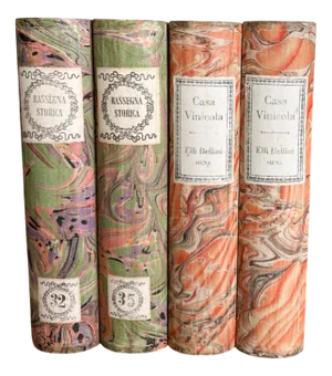 Italian Decorative Book Boxes with Marbled Paper Spine, Set of 4