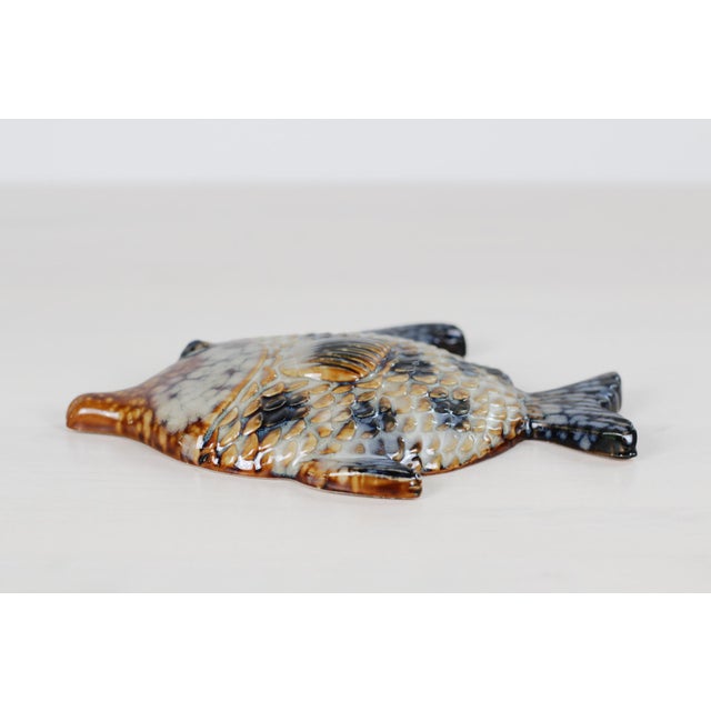 Set of 3 Mid-Century French Majolica Fish Wall Plaques | Mid-Century Vallauris Pottery For Sale - Image 14 of 18
