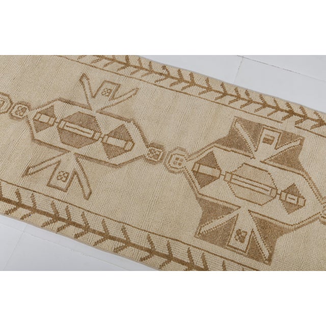 Off White Oushak Vintage Hallway Runner Rug For Sale - Image 6 of 10