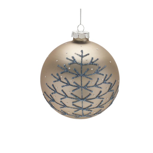 Contemporary Champagne Glittered Ball Ornament (Set of 6) For Sale - Image 3 of 6