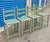 Set of 4 country French solid oak counter stools. . Stools are done in a rich Antique seafoam green distressed finish by...