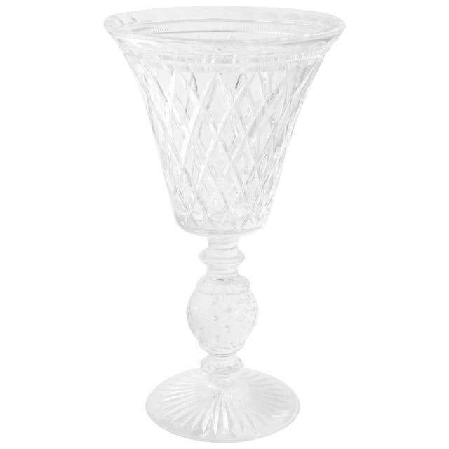 Mid-Century Modern Cut-Glass Chalice Shaped Pairpoint Vase For Sale