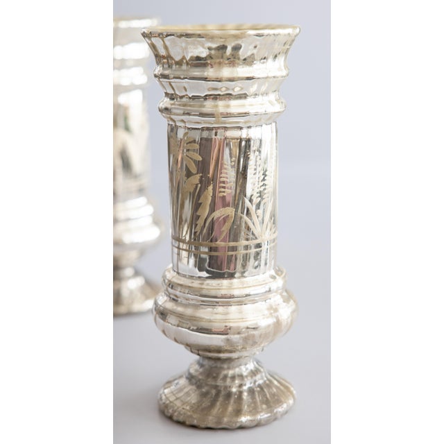 Large 19th Century French Silvered Mercury Glass Vases - A Pair For Sale In Houston - Image 6 of 12
