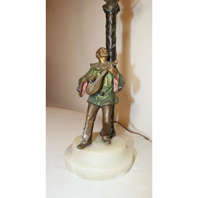 Figurative Antique Austrian Figural Bronze Patinated Electric Clown Candelabra Lamp Light For Sale - Image 3 of 12