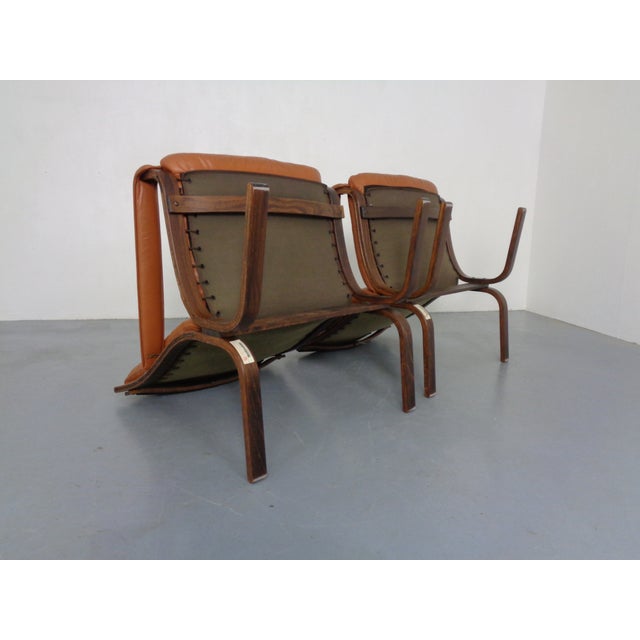 Brown Mid-Century Modern Siesta Table and Leather Chairs by Ingmar Relling for Westnofa, Norway, 1960s, Set of 3 For Sale - Image 8 of 18