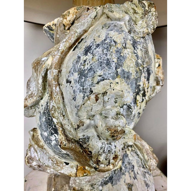 Italian Pained Column Lamps With Parchment Shades, Pair For Sale - Image 15 of 17