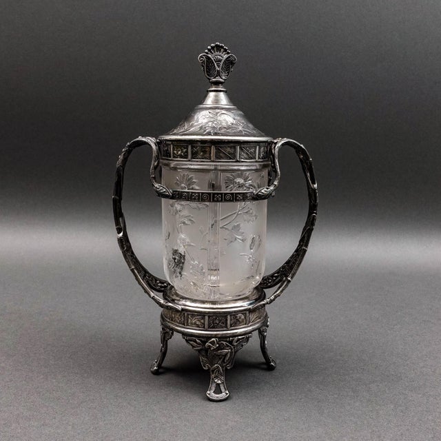 Reed & Barton Antique Reed & Barton Silver Plate Glass Pickle Castor #1310 (No Fork) For Sale - Image 4 of 9