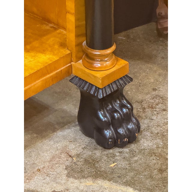 Biedermeier Open Bookcases of Curly Maple With Ebonized Columns - Two Available For Sale - Image 13 of 16