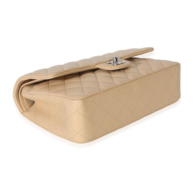 Animal Skin Beige Quilted Lambskin Classic Double Flap Bag For Sale - Image 7 of 8