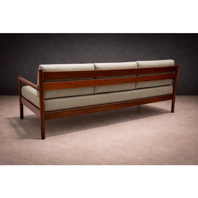 1960s Sofa in Imbuia Hardwood & Leather by Michel Arnoult, 1960s - Lot 155 For Sale - Image 5 of 10
