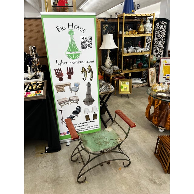 Up for consideration is a beautiful vintage industrial green metal vanity stool. This would look lovely in your home and...