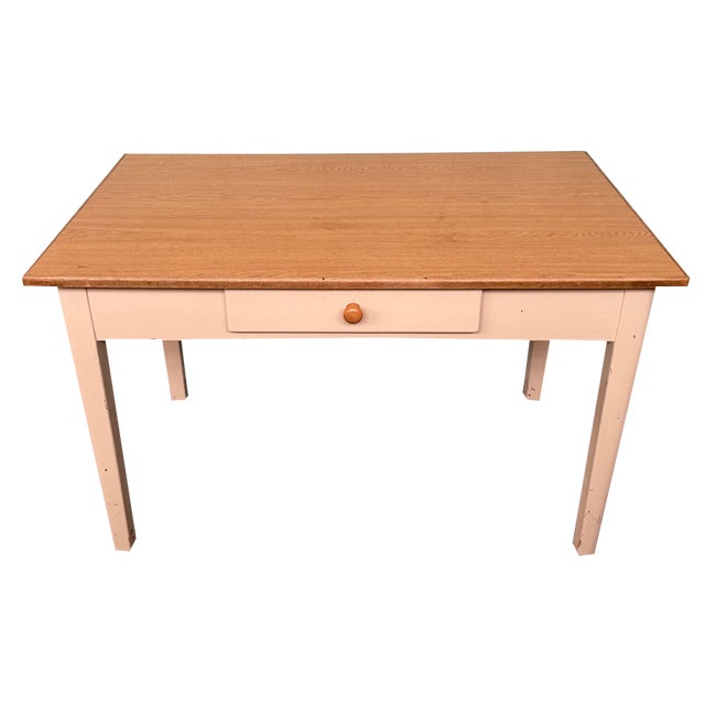 Vintage Italian Enamelled Fir Dining Table, 1950s For Sale