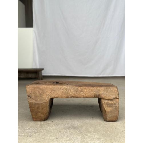 Stool in Raw Organic Monoxyl Asian Teak with Openwork Base For Sale - Image 15 of 18