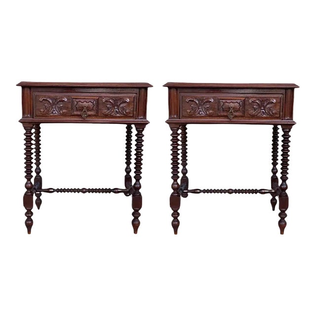 20th Century French Solid Carved Nightstands - a Pair For Sale