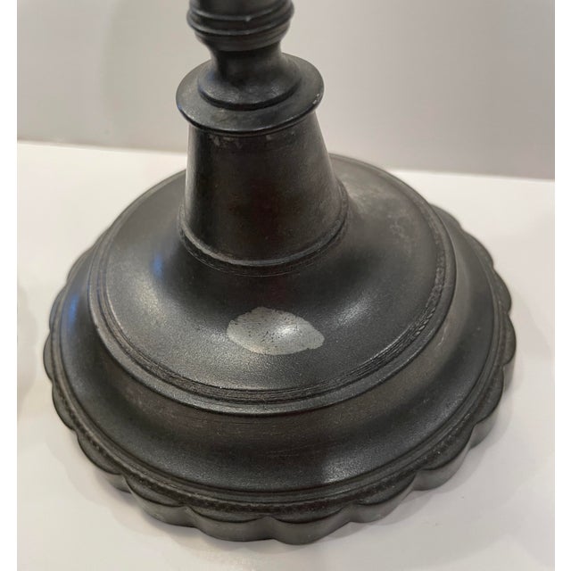 Traditional Pair of Antique Pewter Candlesticks For Sale - Image 3 of 7