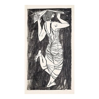 1960s Thomas Elsner There Is Nothing Phony About Mrs. Frasconi Woodblock For Sale